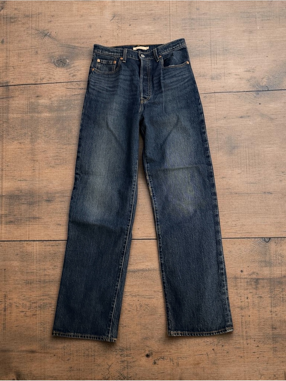 LEVI’S RIBCAGE STRAIGHT FULL LENGTH ULTRA HIGH RISE DARK BLUE JEANS SIZE 29